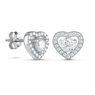 Silver Hearts Earrings - Sterling Silver Earrings For Women - Silver Stud Earrings Earrings Brother & Sisters
